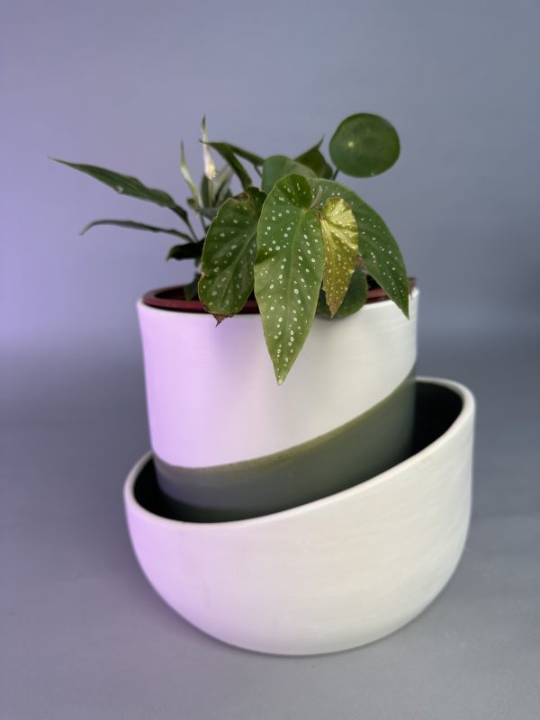 Cache pot artisanal, Vert olive, 22cm – Image 7