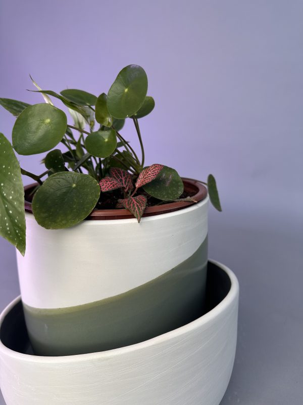 Cache pot artisanal, Vert olive, 22cm – Image 6