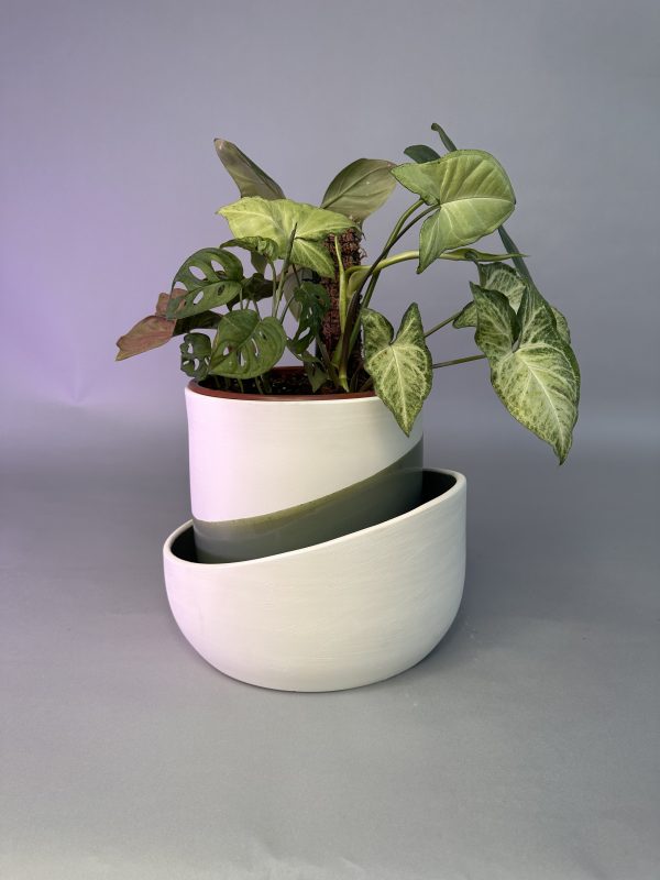 Cache pot artisanal, Vert olive, 22cm – Image 5