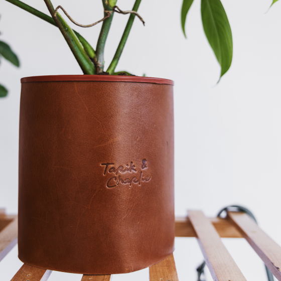 Cache pot en cuir de Fès