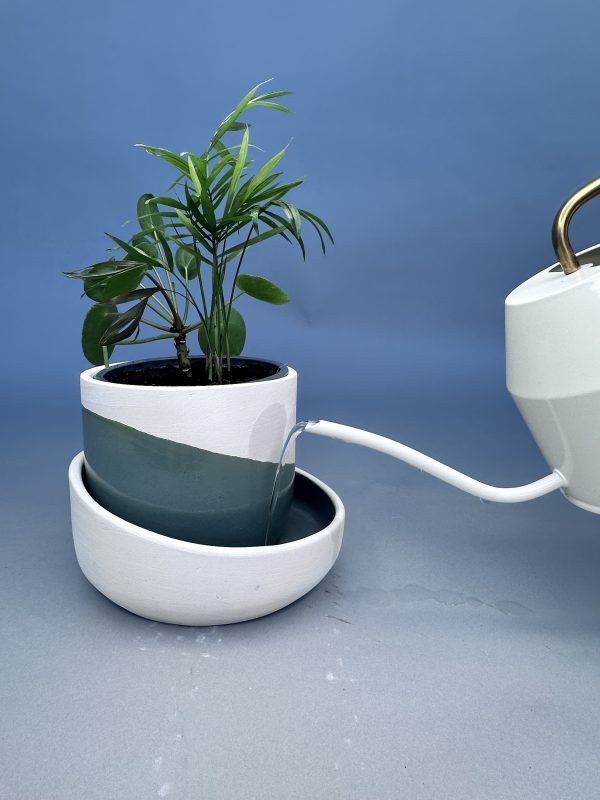 Cache pot artisanal, Bleu canard, 13cm – Image 2