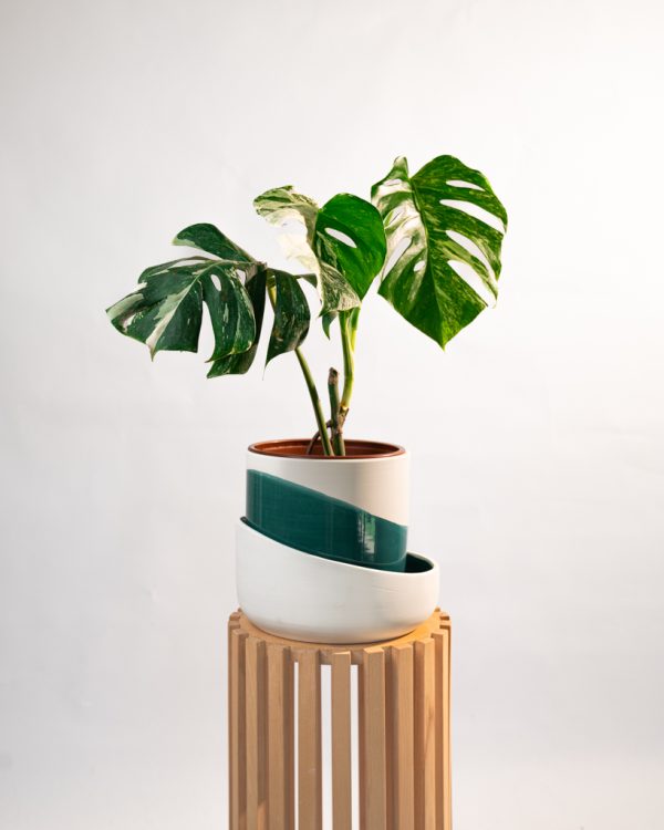 Cache pot artisanal, Bleu canard, 22cm – Image 3