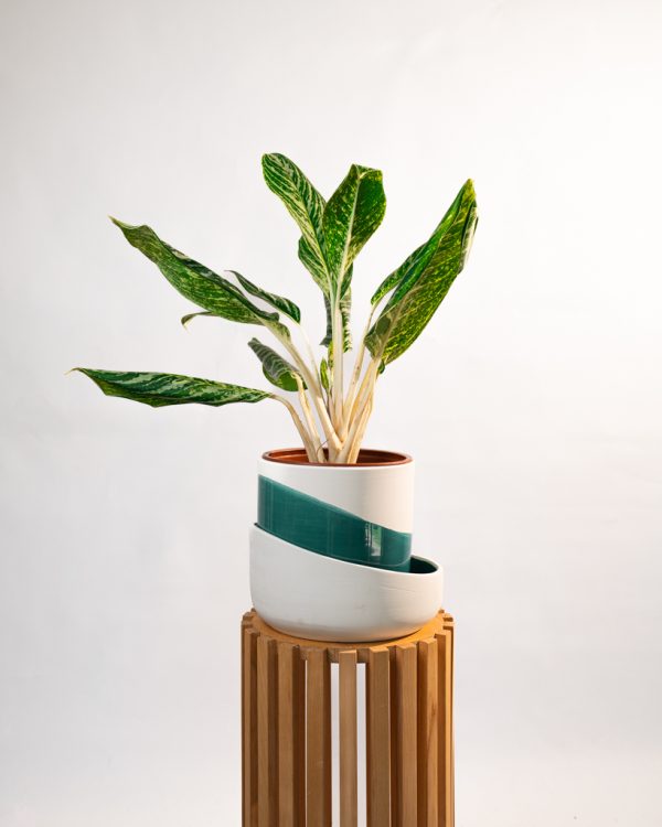 Cache pot artisanal, Bleu canard, 22cm – Image 4