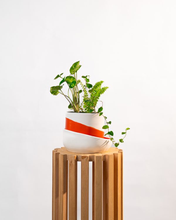 Cache pot artisanal, Rouge orange, 16cm – Image 8