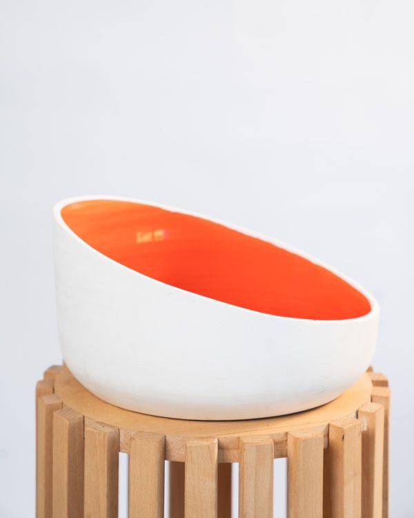 Cache pot artisanal, Rouge orange, 16cm – Image 4