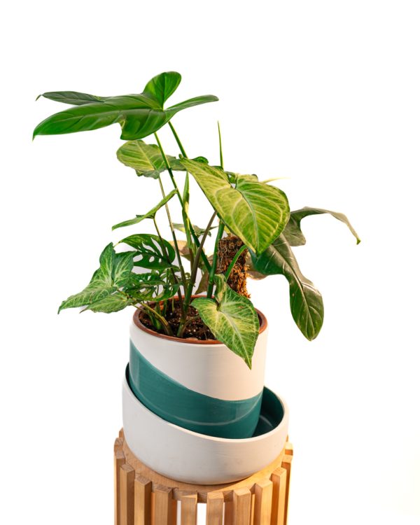 Cache pot artisanal, Bleu canard, 22cm