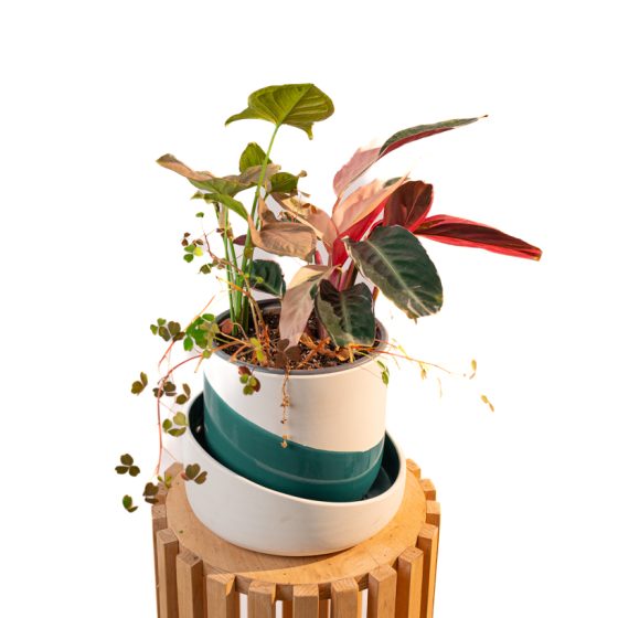 Cache pot artisanal, Bleu canard, 16cm