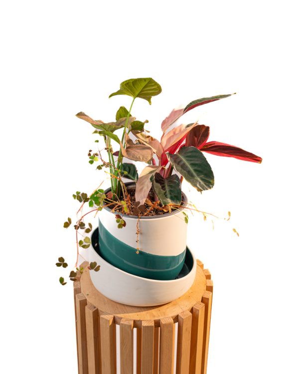 Cache pot artisanal, Bleu canard, 16cm